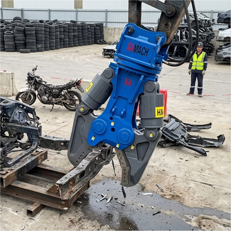 HX220 General-Purpose Shear 12–18T · Construction · Medium Scrap